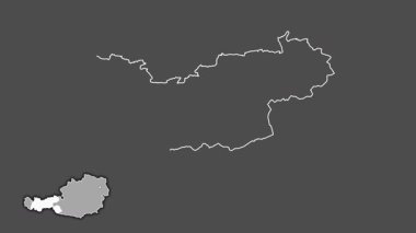 Tirol - Avusturya devleti, çıkarılmış ve izole edilmiş. Gri Tonlama
