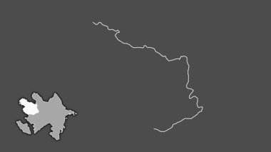 Ganja-Kazak - Azerbaycan bölgesi, boşaltılmış ve izole edilmiş. Gri Tonlama