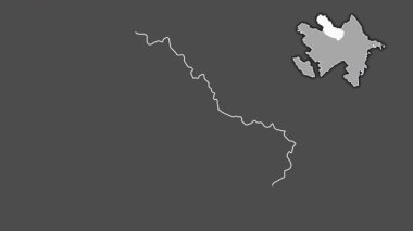 Shaki-Zaqatala - Azerbaycan bölgesi, boşaltılmış ve izole edilmiş. Gri Tonlama