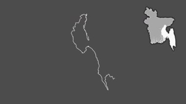 Chittagong - Bangladeş 'in bölünmüş ve izole edilmiş hali. Gri Tonlama