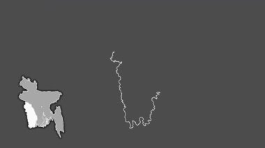 Khulna - Bangladeş 'in bölünmüş ve izole edilmiş hali. Gri Tonlama