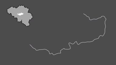 Brabant Wallon - Belçika vilayeti, çıkarılmış ve izole edilmiş. Gri Tonlama