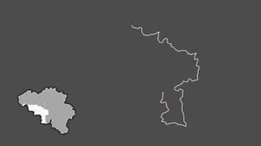 Hainaut - Belçika vilayeti, çıkarılmış ve izole edilmiş. Gri Tonlama