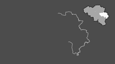 Liege - Belçika vilayeti, çıkarılmış ve izole edilmiş. Gri Tonlama