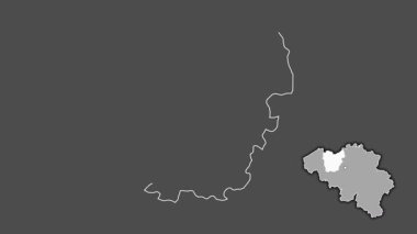 Oost-Vlaanderen - Belçika ili, çıkarılmış ve izole edilmiş. Gri Tonlama