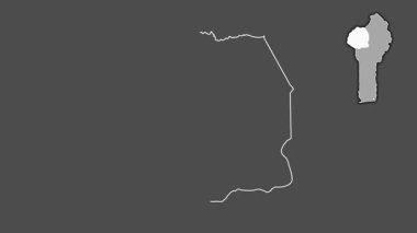 Atakora - Benin Departmanı, çıkarılmış ve izole edilmiş. Gri Tonlama