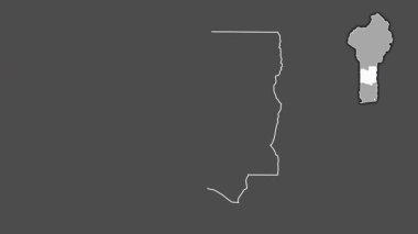 Collines - Benin Departmanı, çıkarılmış ve izole edilmiş. Gri Tonlama