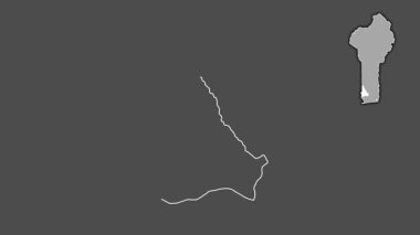 Kouffo - Benin departmanı, çıkarılmış ve izole edilmiş. Gri Tonlama