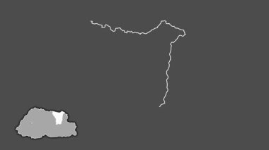 Lhuentse - Butan bölgesi, çıkarılmış ve izole edilmiş. Gri Tonlama