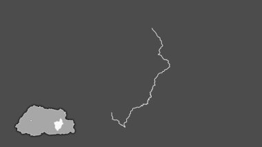 Monggar - Butan bölgesi, çıkarılmış ve izole edilmiş. Gri Tonlama