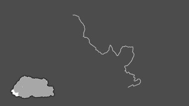 Samtse - Bhutan bölgesi, boşaltılmış ve izole edilmiş. Gri Tonlama