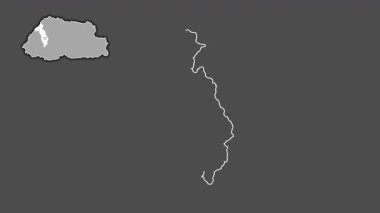Thimphu - Butan bölgesi, boşaltılmış ve izole edilmiş. Gri Tonlama