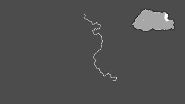 Yangtse - Butan ilçesi, çıkarılmış ve izole edilmiş. Gri Tonlama