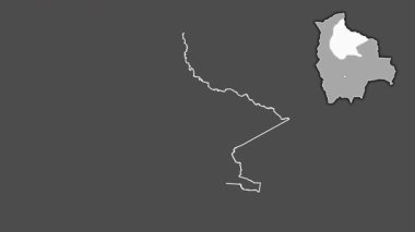 El Beni - Bolivya departmanı, boşaltılmış ve izole edilmiş. Gri Tonlama