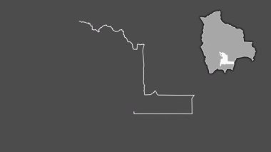 Chuquisaca - Bolivya departmanı, çıkarılmış ve izole edilmiş. Gri Tonlama