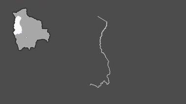 La Paz - Bolivya departmanı, çıkarılmış ve izole edilmiş. Gri Tonlama