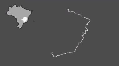 Minas Gerais - Brezilya eyaleti, dışlanmış ve izole edilmiş. Gri Tonlama