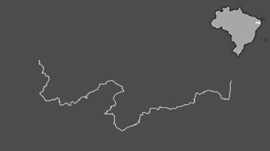 Paraiba - Brezilya eyaleti, boşaltılmış ve izole edilmiş. Gri Tonlama