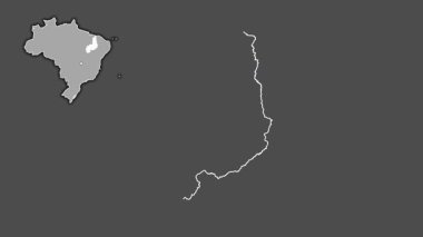 Piaui - Brezilya eyaleti, boşaltılmış ve izole edilmiş. Gri Tonlama