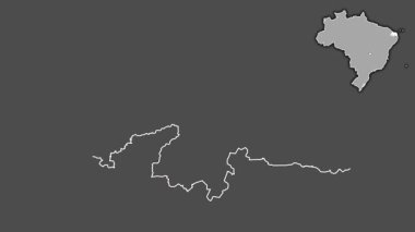 Rio Grande do Norte - Brezilya eyaleti, dışlanmış ve izole edilmiş. Gri Tonlama