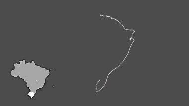 Rio Grande do Sul - Brezilya eyaleti, boşaltılmış ve izole edilmiş. Gri Tonlama