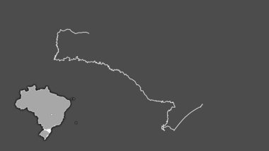 Santa Catarina - Brezilya eyaleti, boşaltılmış ve izole edilmiş. Gri Tonlama