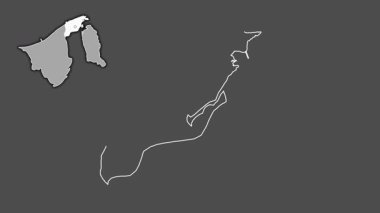 Brunei ve Muara - Brunei bölgesi, boşaltılmış ve izole edilmiş. Gri Tonlama