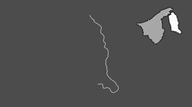 Temburong - Brunei bölgesi, boşaltılmış ve izole edilmiş. Gri Tonlama