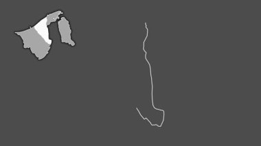 Tutong - Brunei bölgesi, boşaltılmış ve izole edilmiş. Gri Tonlama