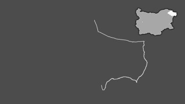 Dobrich - Bulgaristan ili, boşaltılmış ve izole edilmiş. Gri Tonlama