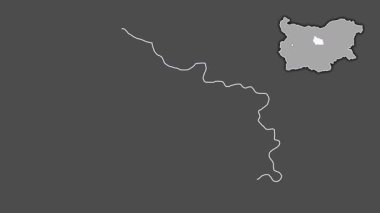 Gabrovo - Bulgaristan ili, sürülmüş ve izole edilmiş. Gri Tonlama