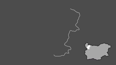 Montana - Bulgaristan ili, sürülmüş ve izole edilmiş. Gri Tonlama