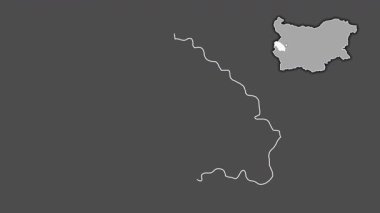 Pernik - Bulgaristan ili, sürülmüş ve izole edilmiş. Gri Tonlama