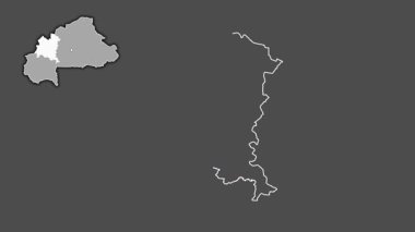 Boucle du Mouhoun - Burkina Faso bölgesi, boşaltılmış ve izole edilmiş. Gri Tonlama