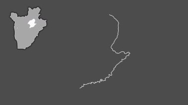 Karuzi - Burundi ili, boşaltılmış ve izole edilmiş. Gri Tonlama