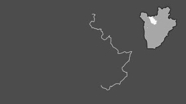 Kayanza - Burundi ili, boşaltılmış ve izole edilmiş. Gri Tonlama