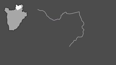 Kirundo - Burundi vilayeti, çıkarılmış ve izole edilmiş. Gri Tonlama