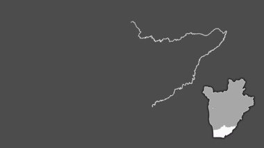 Makamba - Burundi ili, boşaltılmış ve izole edilmiş. Gri Tonlama