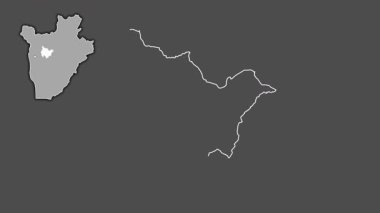 Muramvya - Burundi ili, çıkarılmış ve izole edilmiş. Gri Tonlama