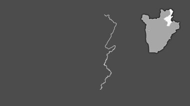 Muyinga - Burundi ili, çıkarılmış ve izole edilmiş. Gri Tonlama