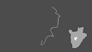 Mwaro - Burundi vilayeti, çıkarılmış ve izole edilmiş. Gri Tonlama