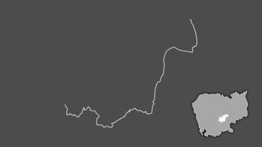 Kampong Cham - Kamboçya vilayeti, çıkarılmış ve izole edilmiş. Gri Tonlama