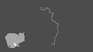 Kandal - Kamboçya vilayeti, çıkarılmış ve izole edilmiş. Gri Tonlama