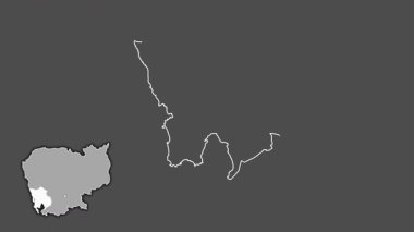 Kaoh Kong - Kamboçya vilayeti, çıkarılmış ve izole edilmiş. Gri Tonlama