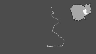 Kracheh - Kamboçya vilayeti, çıkarılmış ve izole edilmiş. Gri Tonlama