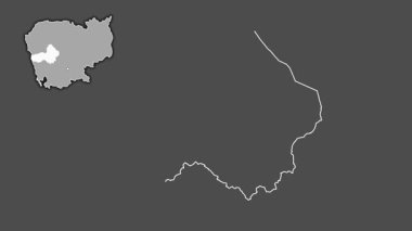 Pouthisat - Kamboçya vilayeti, çıkarılmış ve izole edilmiş. Gri Tonlama