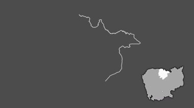 Preah Vihear - Kamboçya vilayeti, çıkarılmış ve izole edilmiş. Gri Tonlama