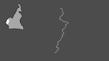 Sud-Ouest - Kamerun bölgesi, boşaltılmış ve izole edilmiş. Gri Tonlama