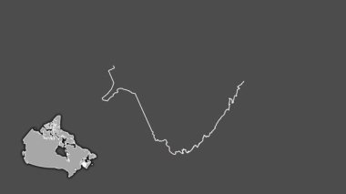 New Brunswick - Kanada vilayeti, çıkarılmış ve izole edilmiş. Gri Tonlama