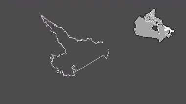 Newfoundland ve Labrador - Kanada eyaleti, boşaltılmış ve izole edilmiş. Gri Tonlama